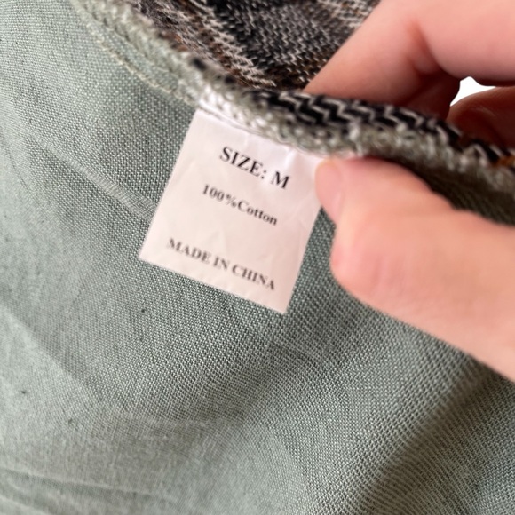 Green and plaid button down 100% cotton lightweight chore coat M - Picture 13 of 14